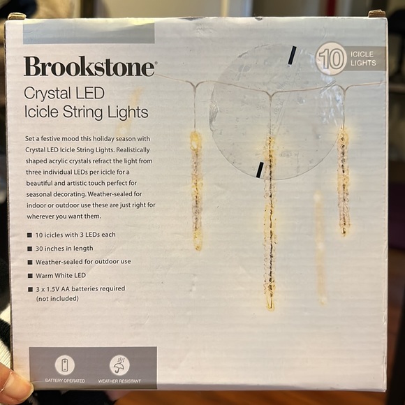 Brookstone crystal LED icicles string lights - Picture 3 of 4